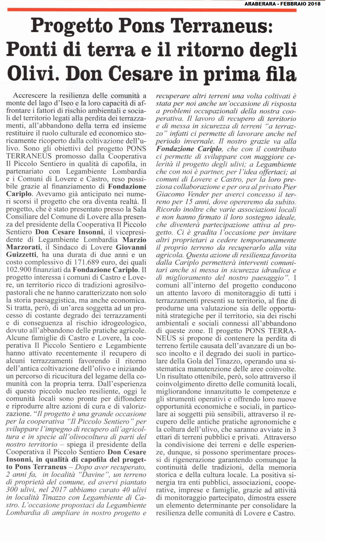 Articolo Il piccolo sentiero