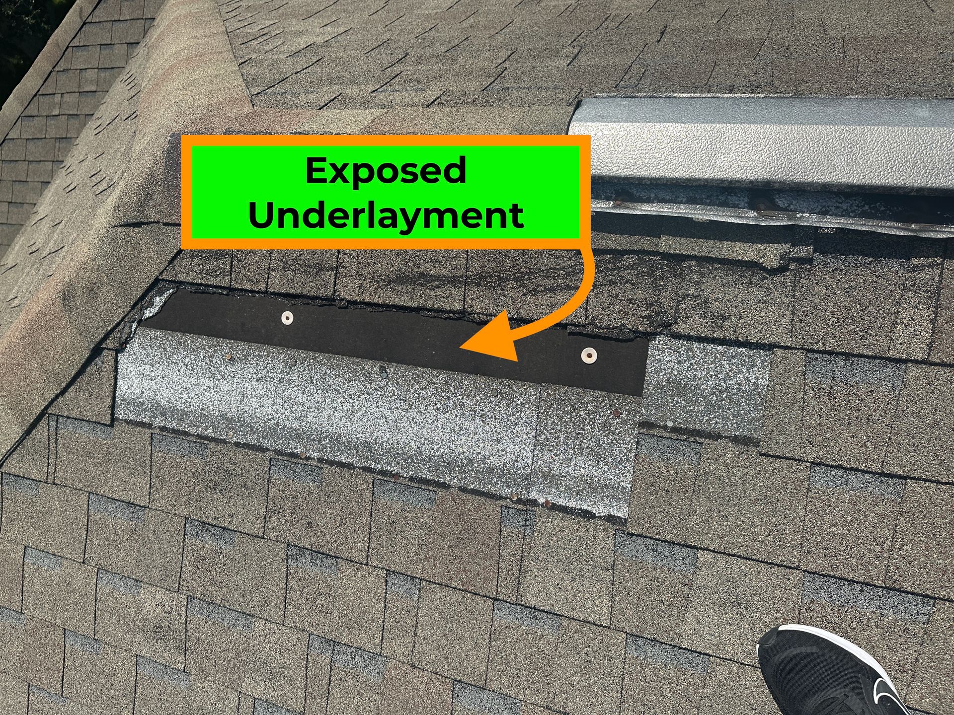 Florida home roof inspection with technician sealing shingles on a sunny day.