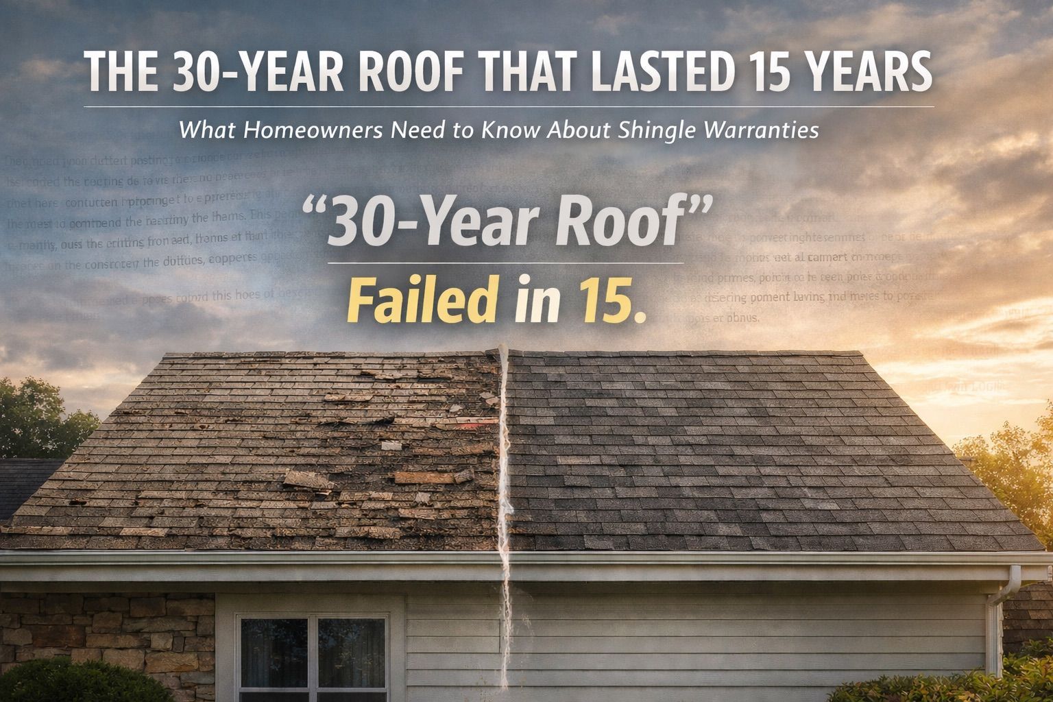 image of a roof comparing old wear and tear and less wear and tear