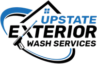 Logo for Upstate Exterior Wash Services: text with a house and a pressure washer.