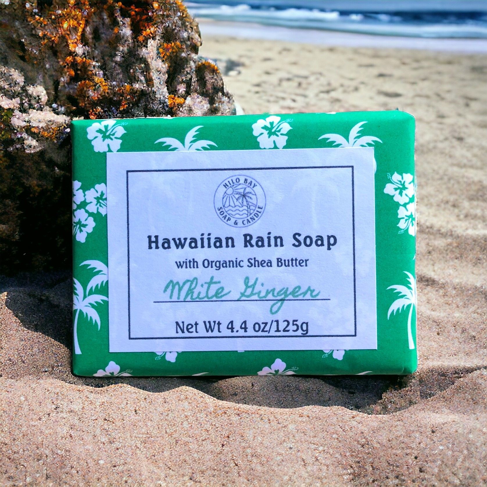 4.4 oz size White Ginger soap bar