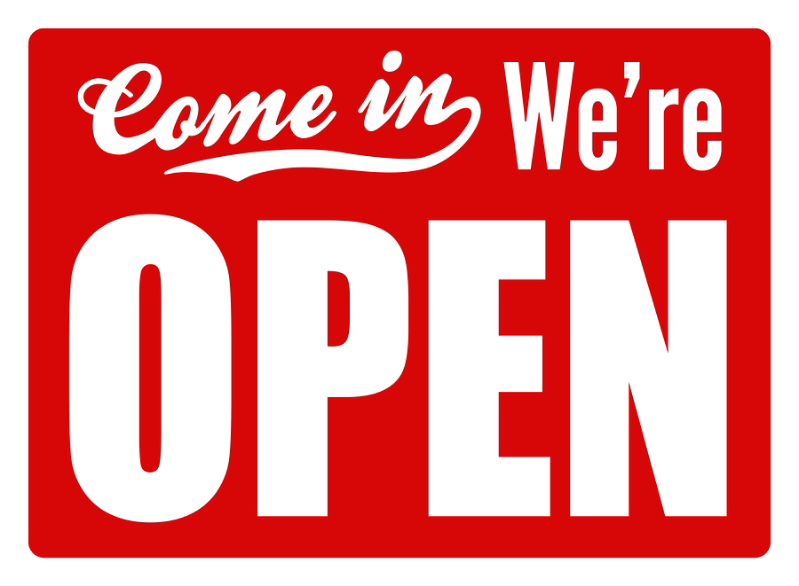 Red rectangular sign, white text: 