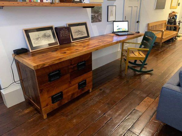 wood and tin bathroom vanity