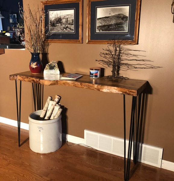 wood and tin bathroom vanity