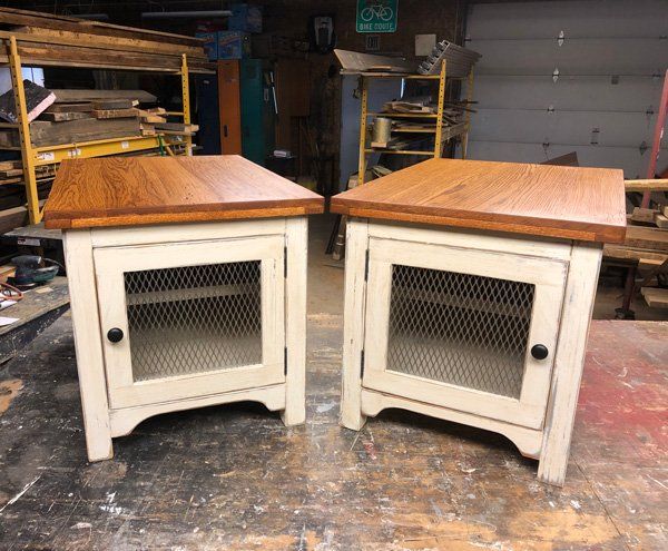 yellow hutch cabinet