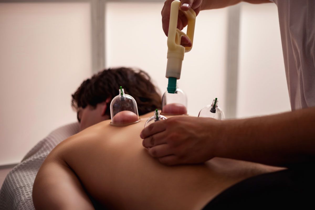 Cupping massage for man.