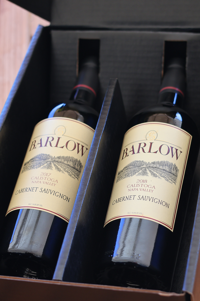 Two bottles of barlow wine in a box