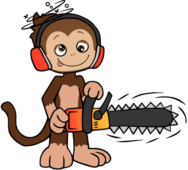 Dizzy Heights monkey & chainsaw
