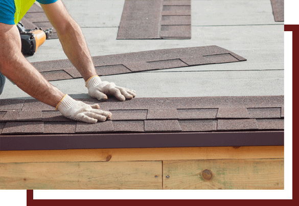 Shingle Repair — Roofer Builder Worker Installing Roof Shingles in Cassopolis, MI