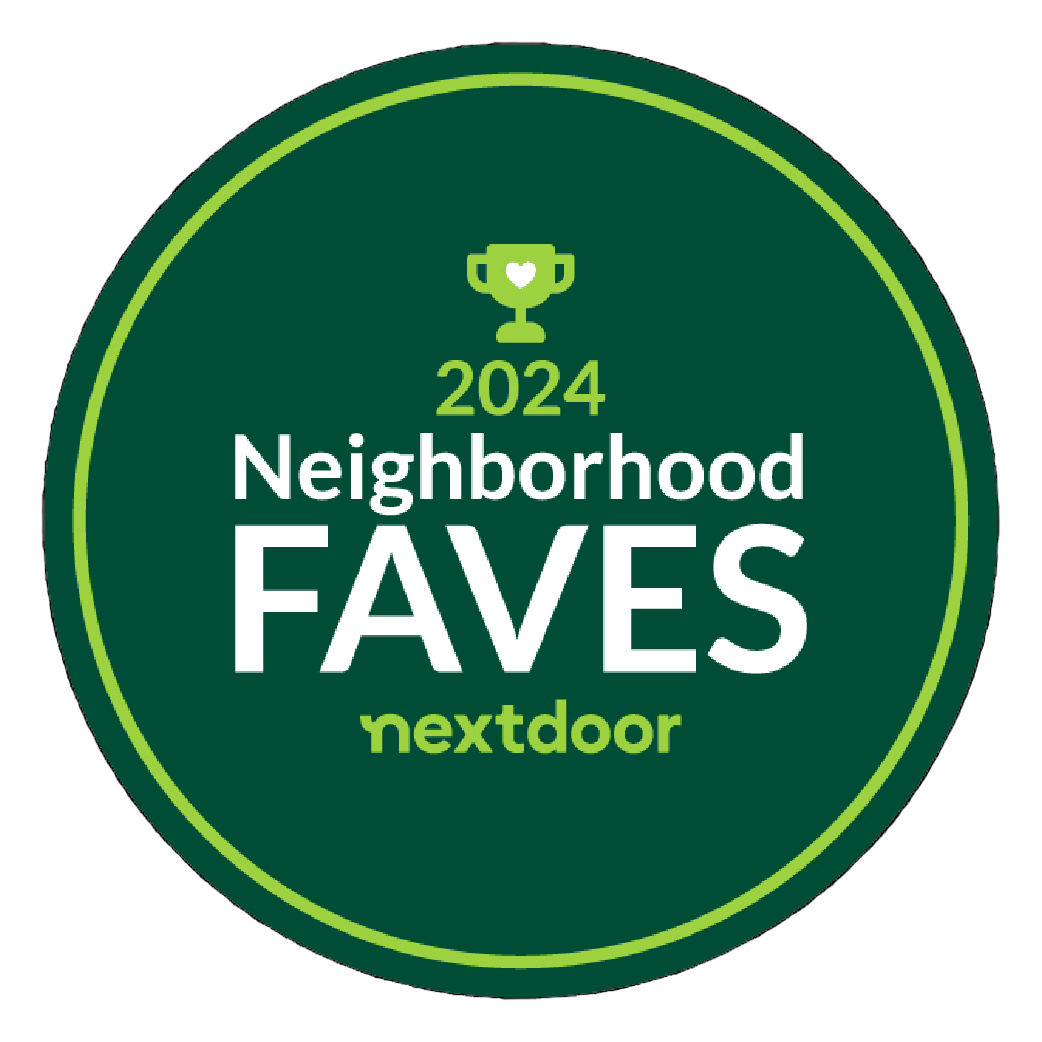 2024 Neighborhood FAVES Nextdoor badge in green with yellow trophy icon and white text