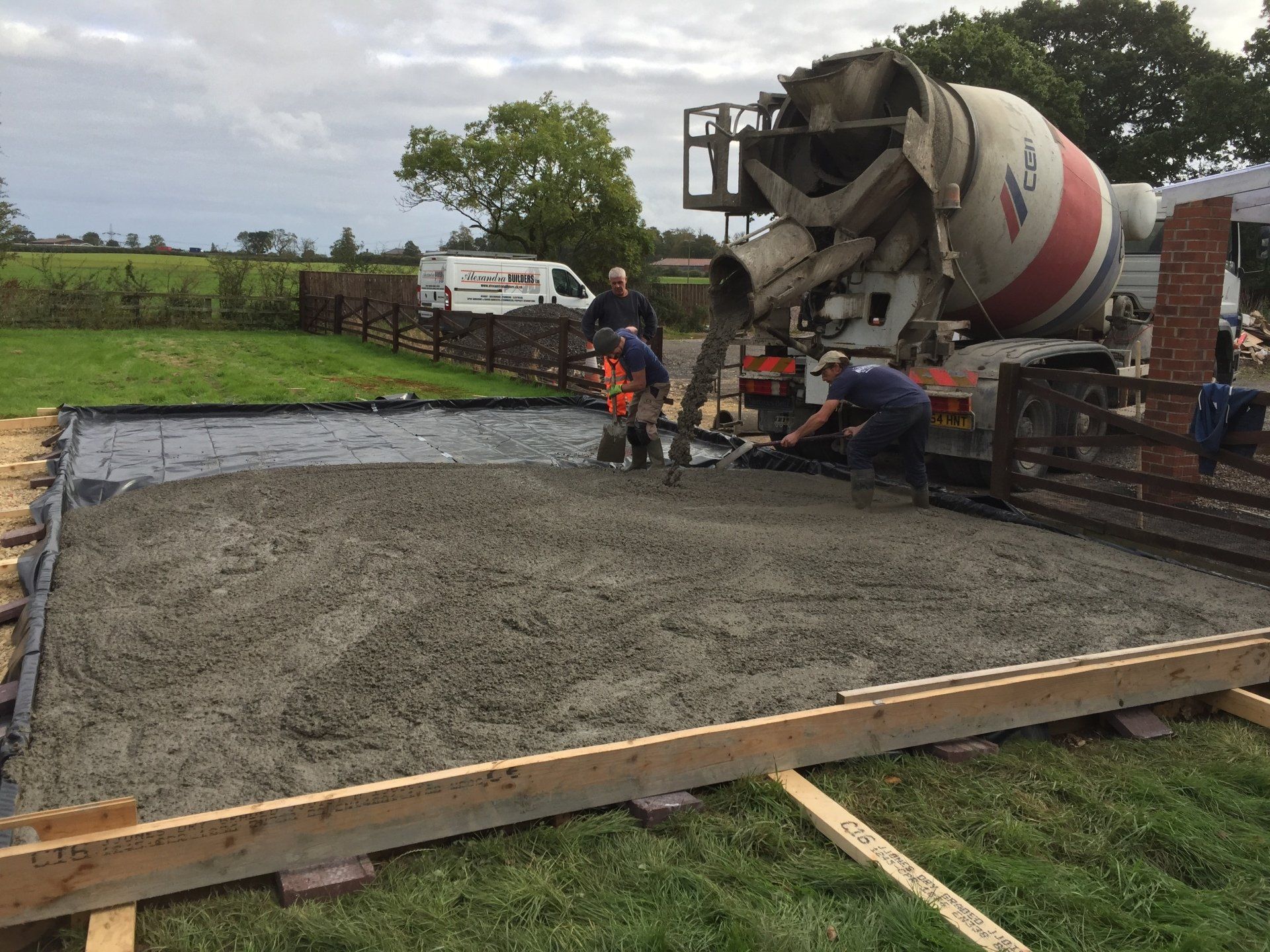 Pouring of concrete slab