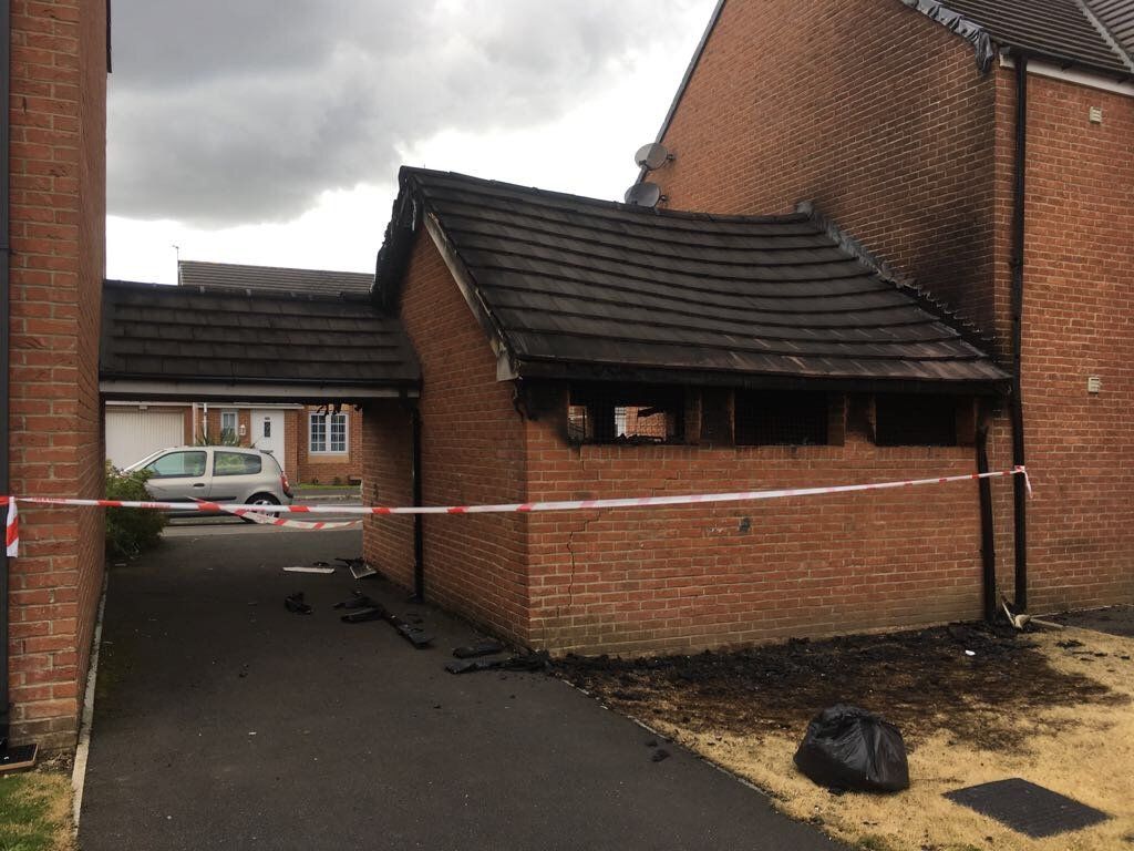 Fire damaged bin store