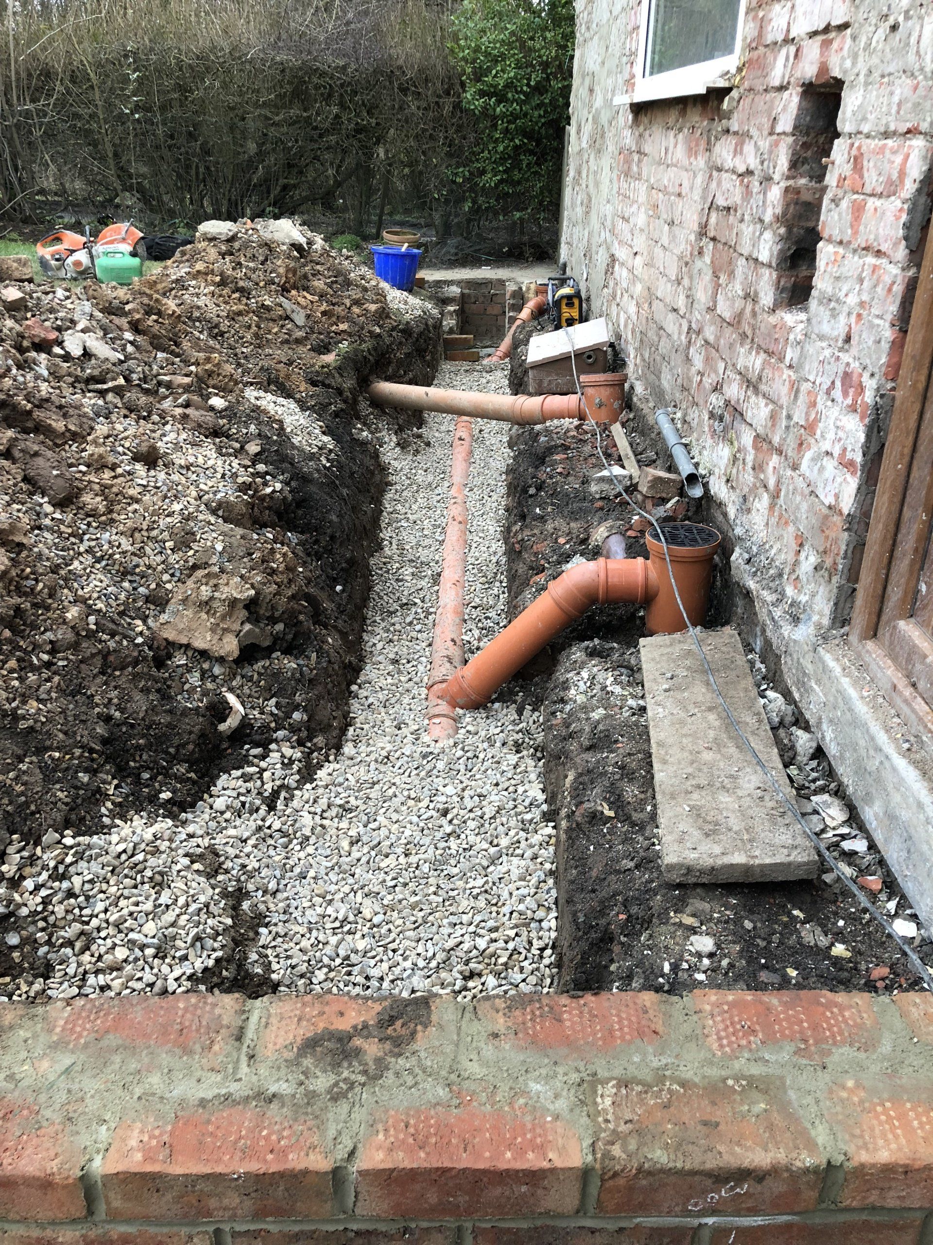 Laying drainage