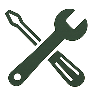 Chiave inglese e cacciavite verdi incrociati, che rappresentano strumenti o impostazioni.