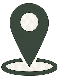 Icona di posizione verde scuro con un cerchio bianco e un cerchio circostante.