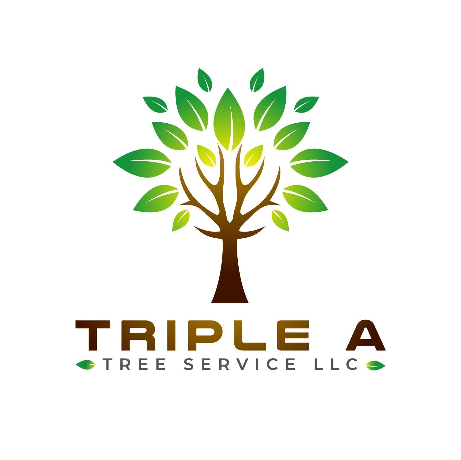 Logo for Triple A Tree Service LLC: Brown tree with green leaves, company name below.