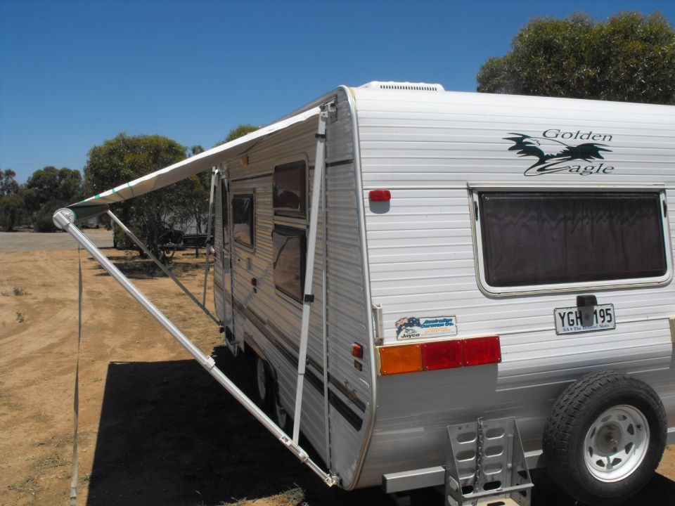 View of a canvas cover installed on boat
