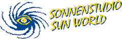 Ein blau-gelbes Logo für Sonnenstudio Sonnenwelt