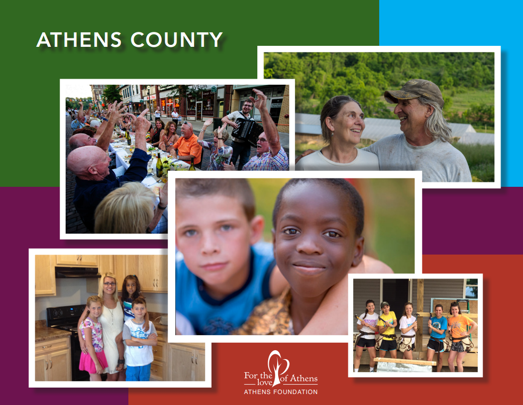 Athens county is displayed on a colorful background