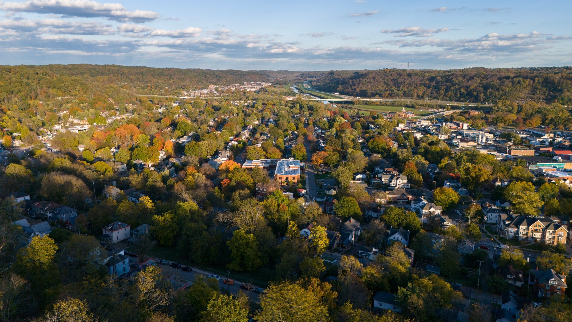 An aerial view of Eastside Athens