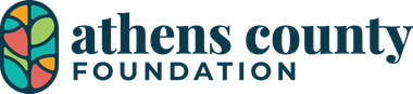 The logo for the athens county foundation is a stained glass design.