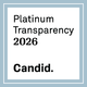 Platinum Transparency 2026 Candid badge in a light blue square with white border.