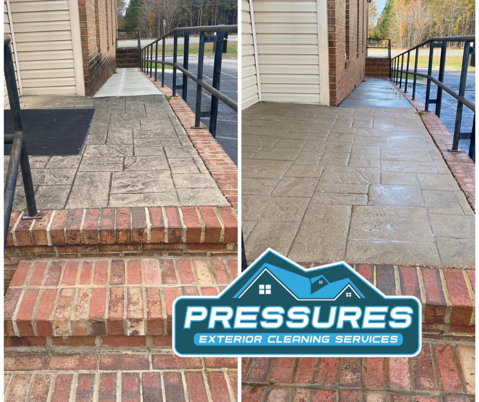 Pressure washing concrete and bricks