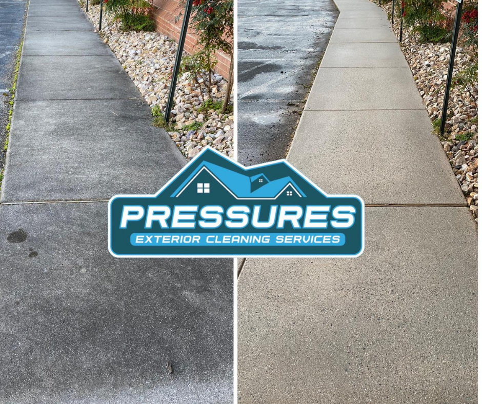 Pressure washing concrete