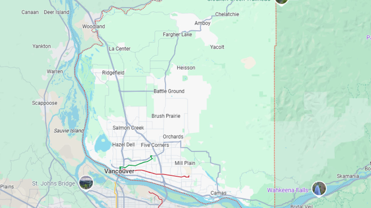 map of Clark County, WA
