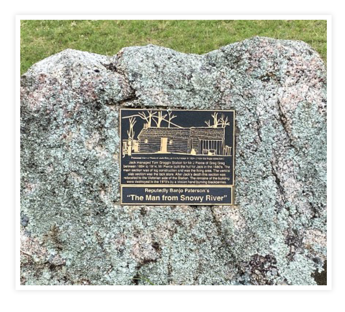 Memorial plaque marking the site of Jack Riley's homestead 