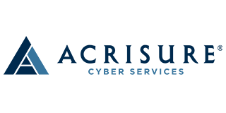 Logo for Acrisure Cyber Services, featuring a blue triangle with 