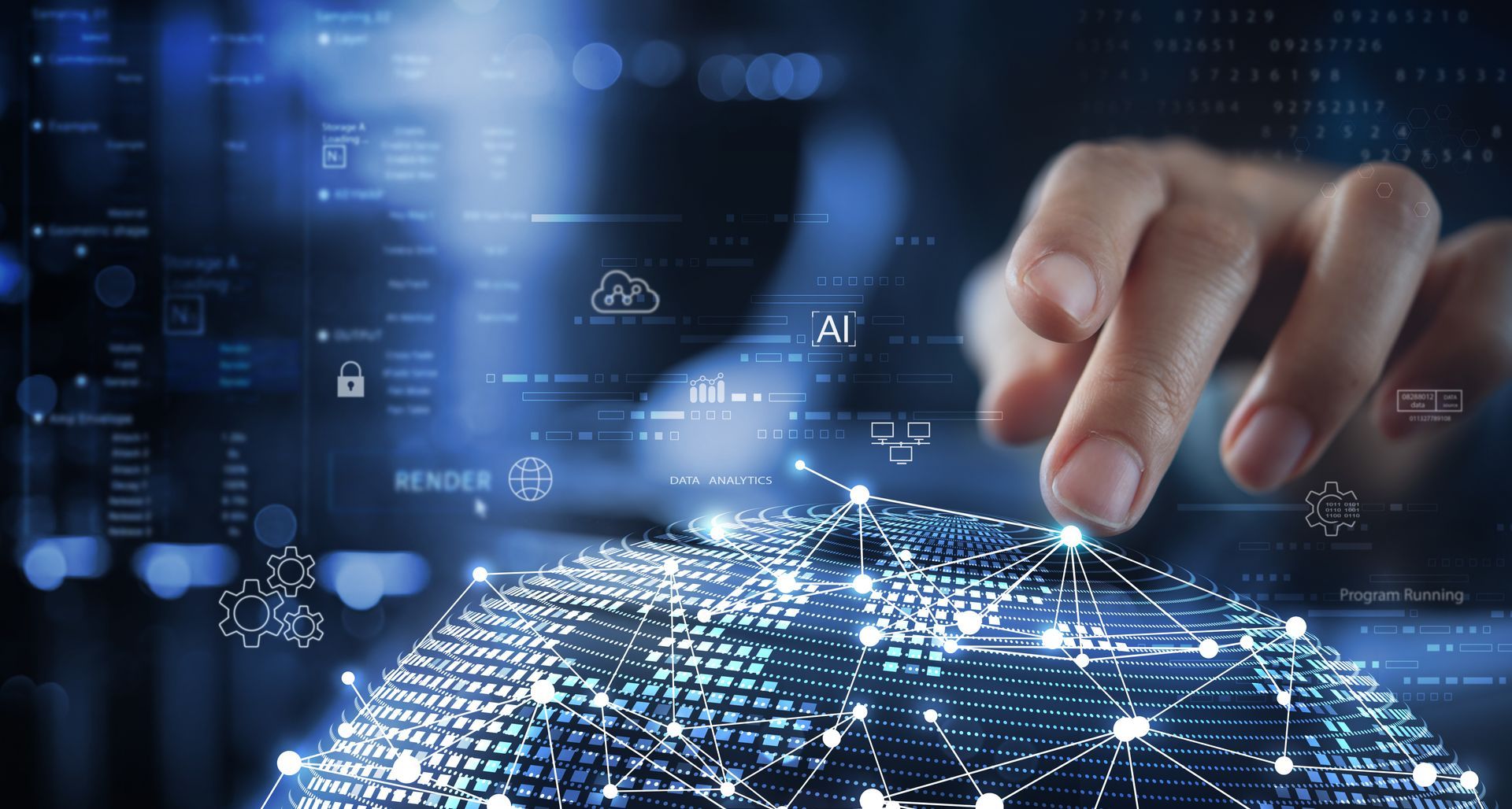 A telephone is sitting on a wooden table with two people shaking hands in the background.