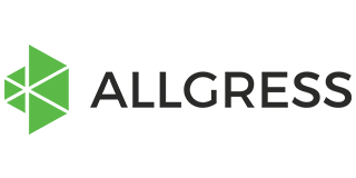 Green geometric logo with the word ALLGRESS in black.
