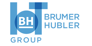 Logo of Brumer Hubler Group in light and dark blue.