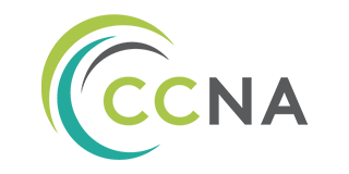 CCNA logo with green, teal, and gray arcs around the letters C C N A.