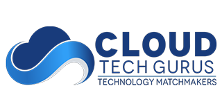 Logo for Cloud Tech Gurus: cloud graphic in blue with text 