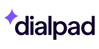 Dialpad logo, purple sparkle graphic next to dark blue text.