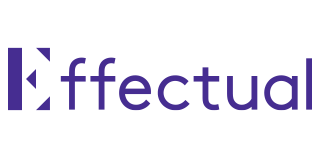 Logo for Effectual, a company name in purple font with an abstract 