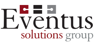 Eventus Solutions Group logo: Black text with red and gray square icons above the word, “solutions group”
