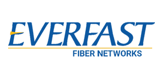Everfast Fiber Networks logo with blue text and a yellow line.