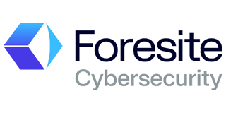 Foresite Cybersecurity logo. Hexagon with blue/purple gradient, Foresite text in dark blue, 