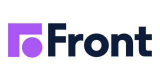 Logo for Front, featuring a purple square and circle, beside the word 
