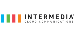 Intermedia Cloud Communications logo with colored vertical bars and company name.