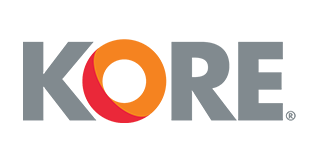 KORE logo with gray letters and an orange and red circle for the 