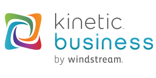 Kinetic Business logo with a swirling, colorful shape and text 