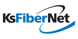KsFiberNet logo with a black and blue design, on a white background.