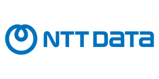 NTT DATA logo with a blue intertwined circle and blue text.