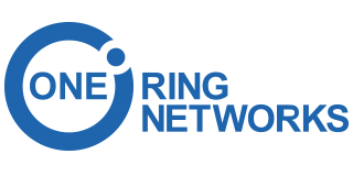 Logo for One Ring Networks: blue ring with a dot inside, 
