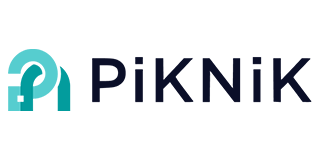 Logo for PiKNiK, teal graphic combined with dark blue text.