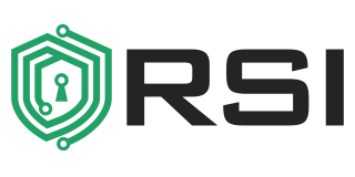 Green shield with a keyhole and circuit board design next to the letters 